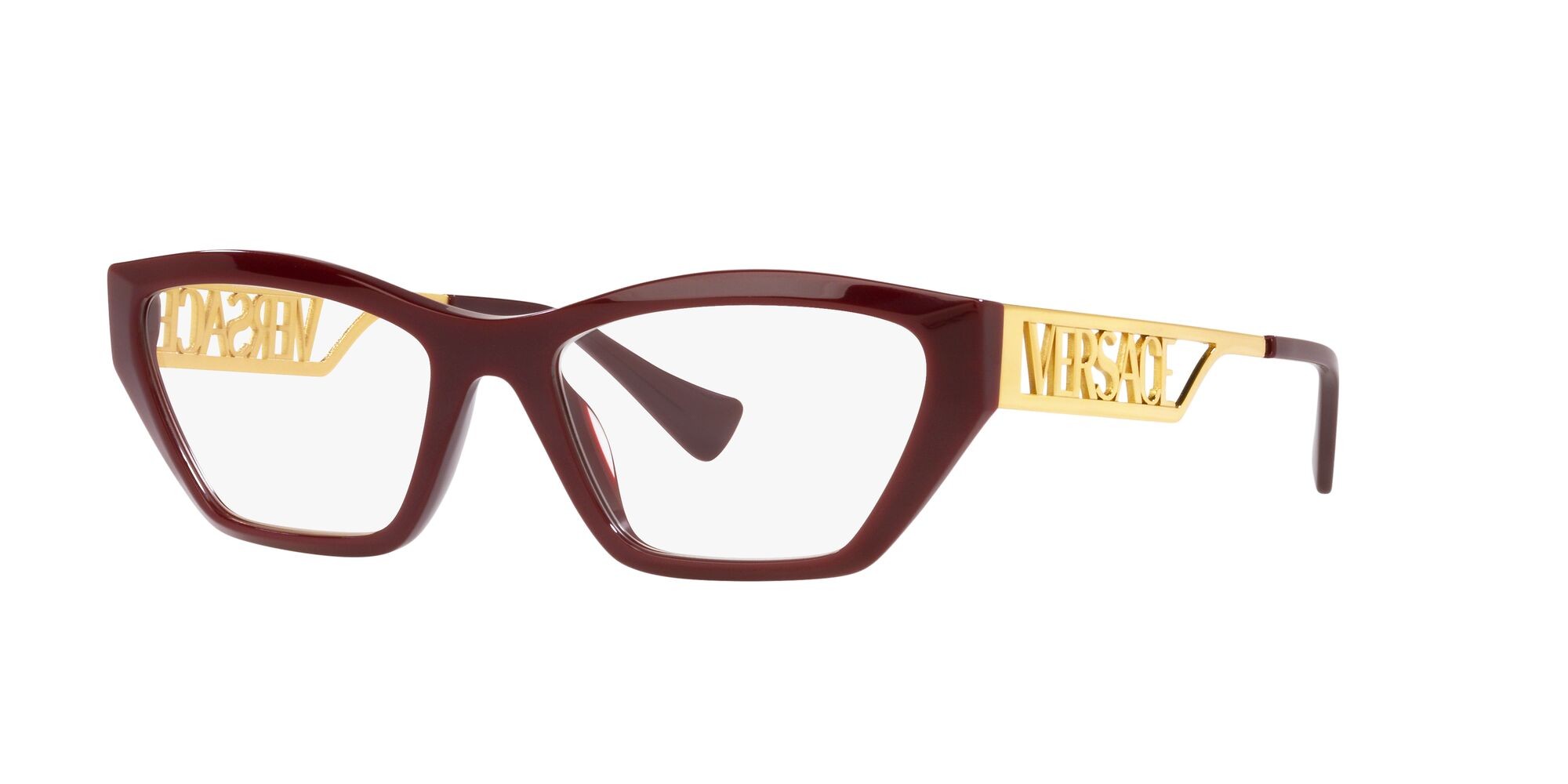 Brillen Versace VE 3327U (5381) farbe bordeaux form unregelmäßig gläser trasparente