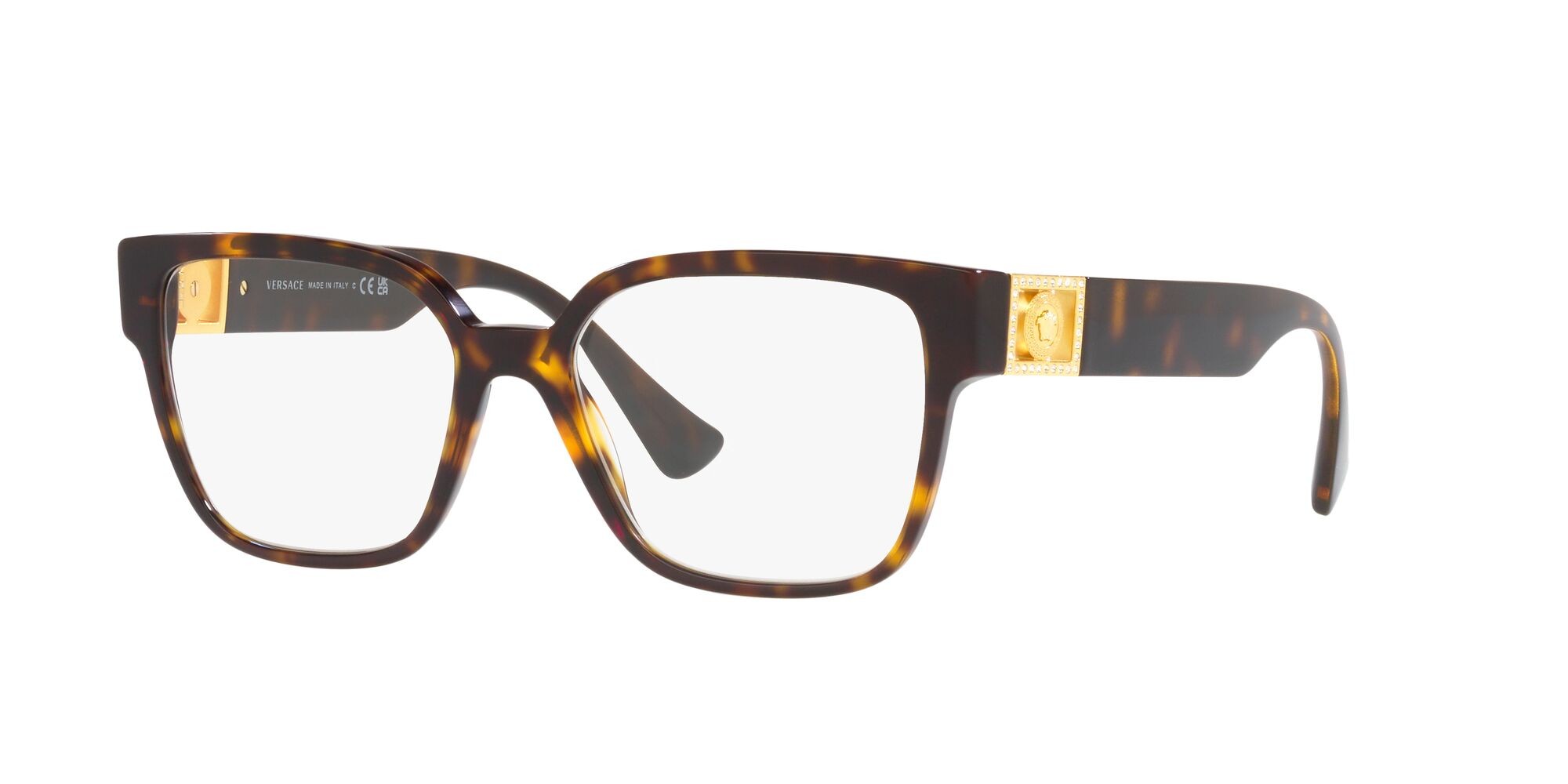 Brillen Versace VE 3329B (108) farbe havana form quadratisch gläser trasparente
