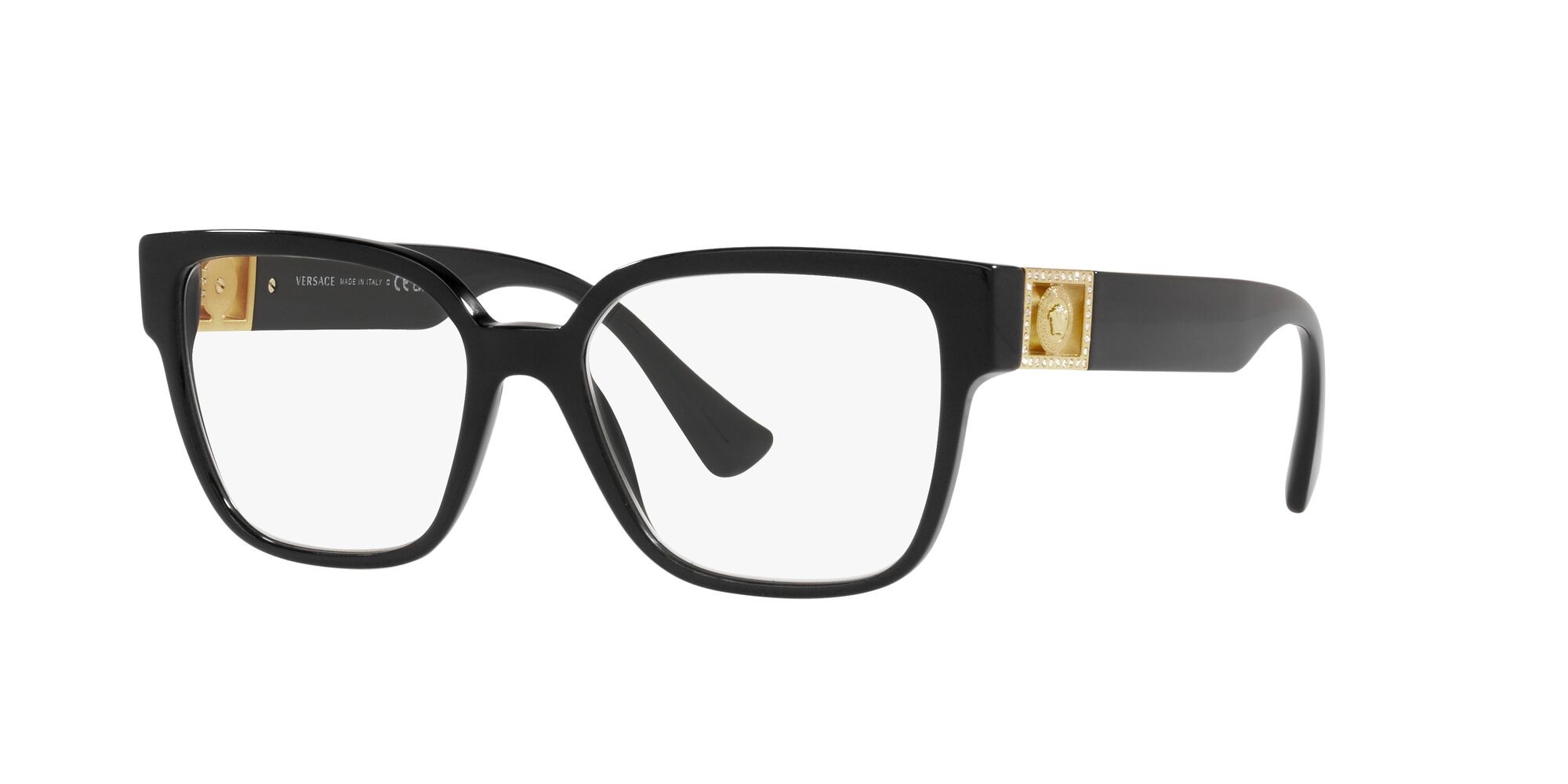 Occhiali da vista Versace VE 3329B (GB1) colore nero forma quadrato lenti trasparente