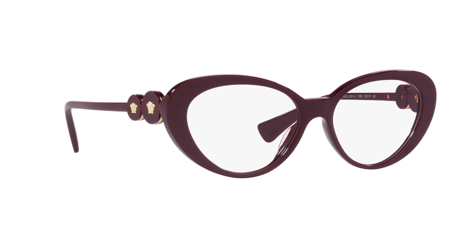 Eyeglasses Versace VE 3331U (5382) color bordeaux shape cat eye lenses lente demo