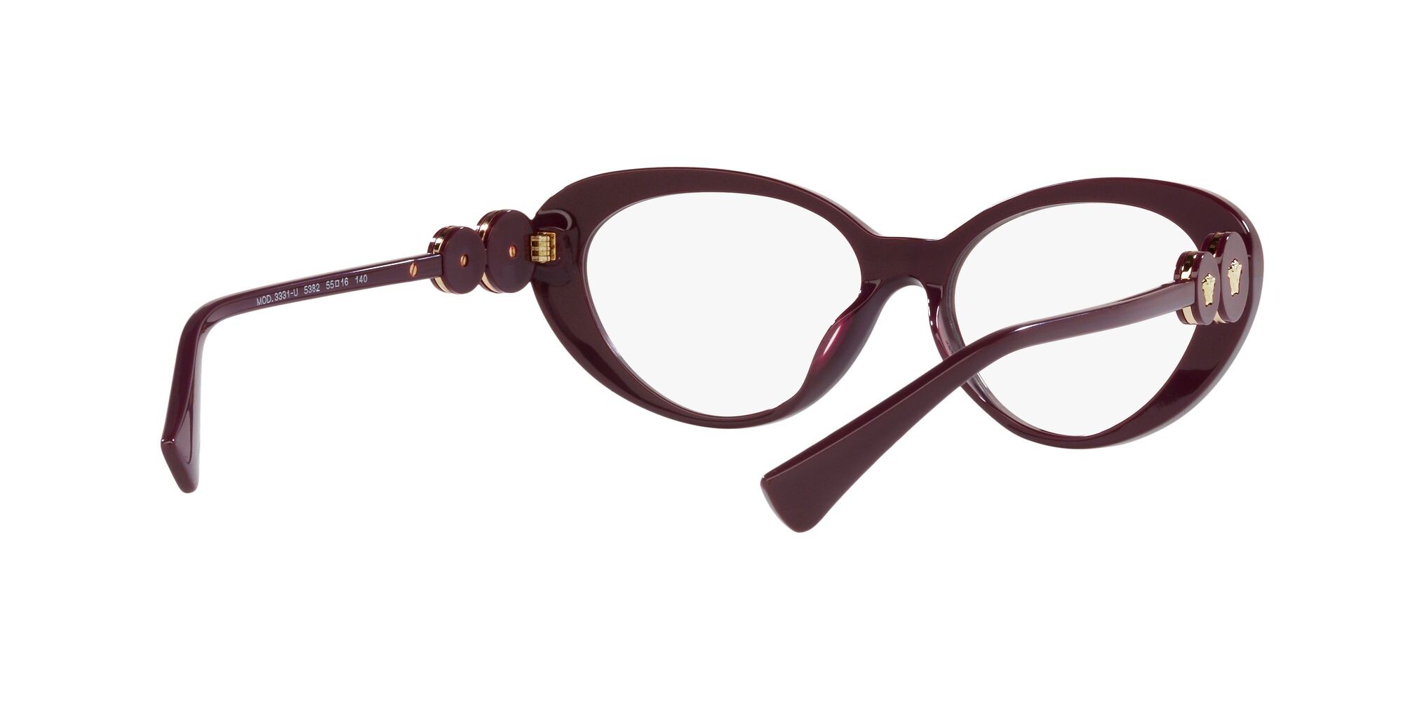 Eyeglasses Versace VE 3331U (5382) color bordeaux shape cat eye lenses lente demo