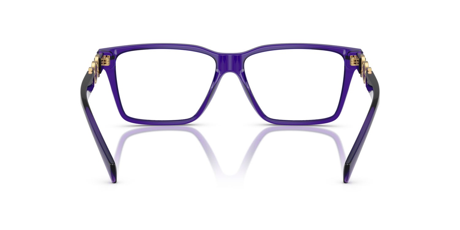 Brillen Versace VE 3335 (5419) farbe viola trasparente form rechteckig gläser lente demo