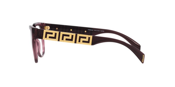 Eyeglasses Versace VE 3338 (5209) color viola trasparente shape square lenses lente demo