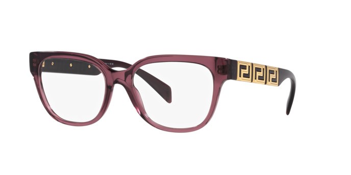 Eyeglasses Versace VE 3338 (5209) color viola trasparente shape square lenses lente demo