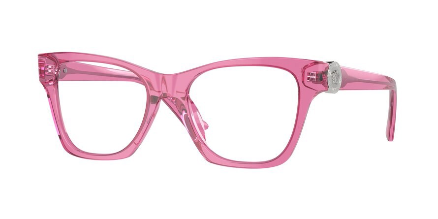 Brillen Versace VE 3341U (5421) farbe rosa trasparente form unregelmäßig gläser lente demo