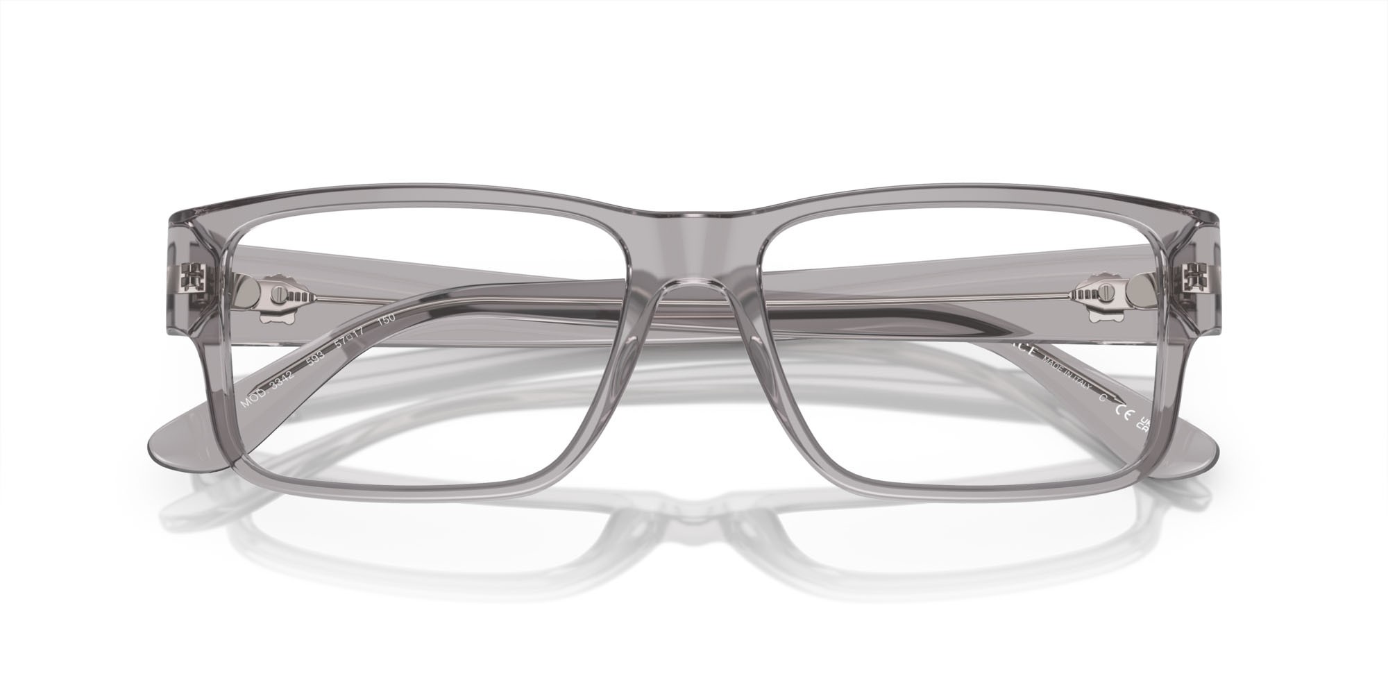Eyeglasses Versace VE 3342 (593) color grigio trasparente shape rectangle lenses lente demo