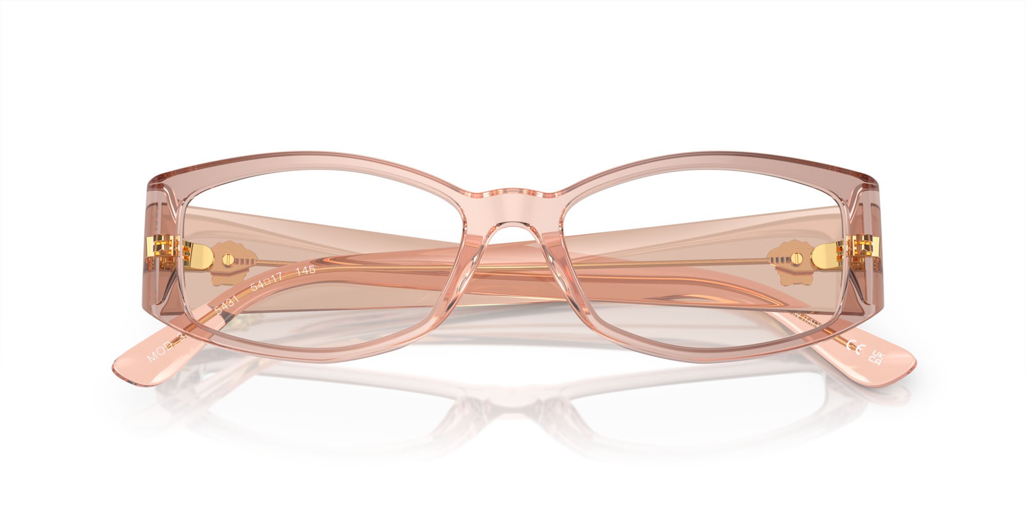 Occhiali da vista Versace VE 3343 (5431) colore beige sfumato pesca forma irregolare lenti lente demo