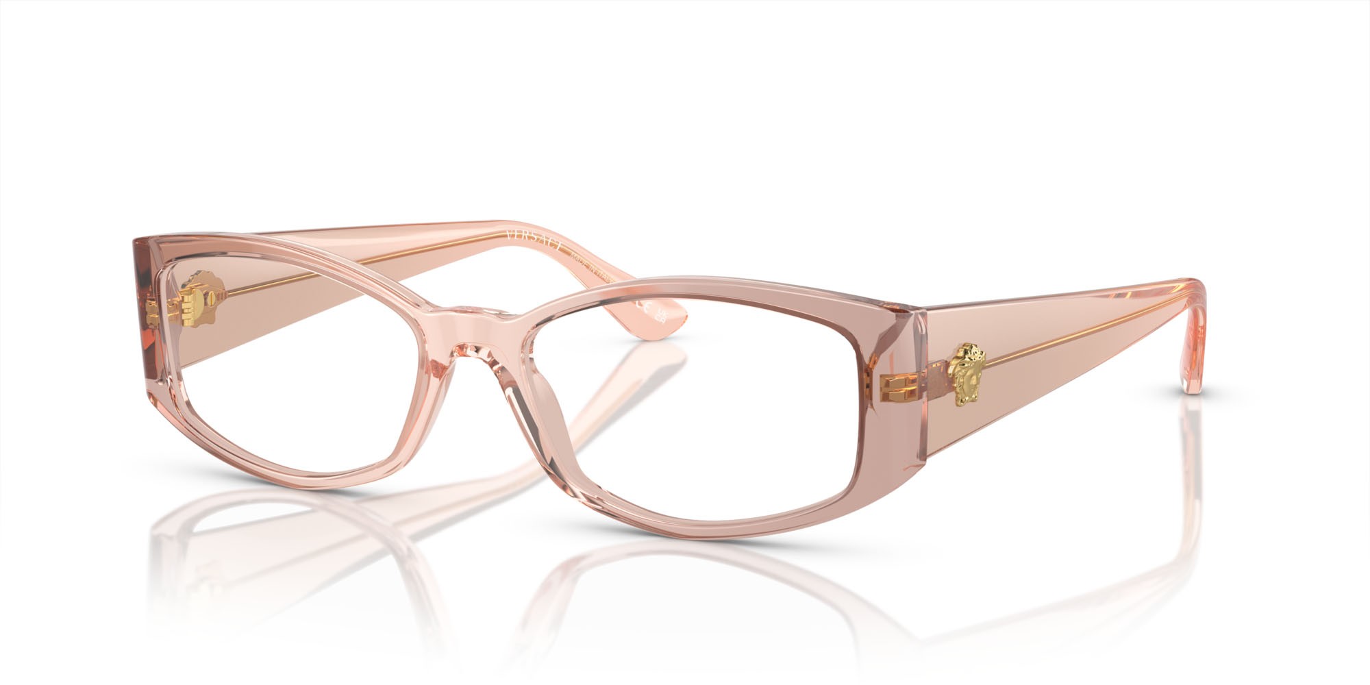 Occhiali da vista Versace VE 3343 (5431) colore beige sfumato pesca forma irregolare lenti lente demo