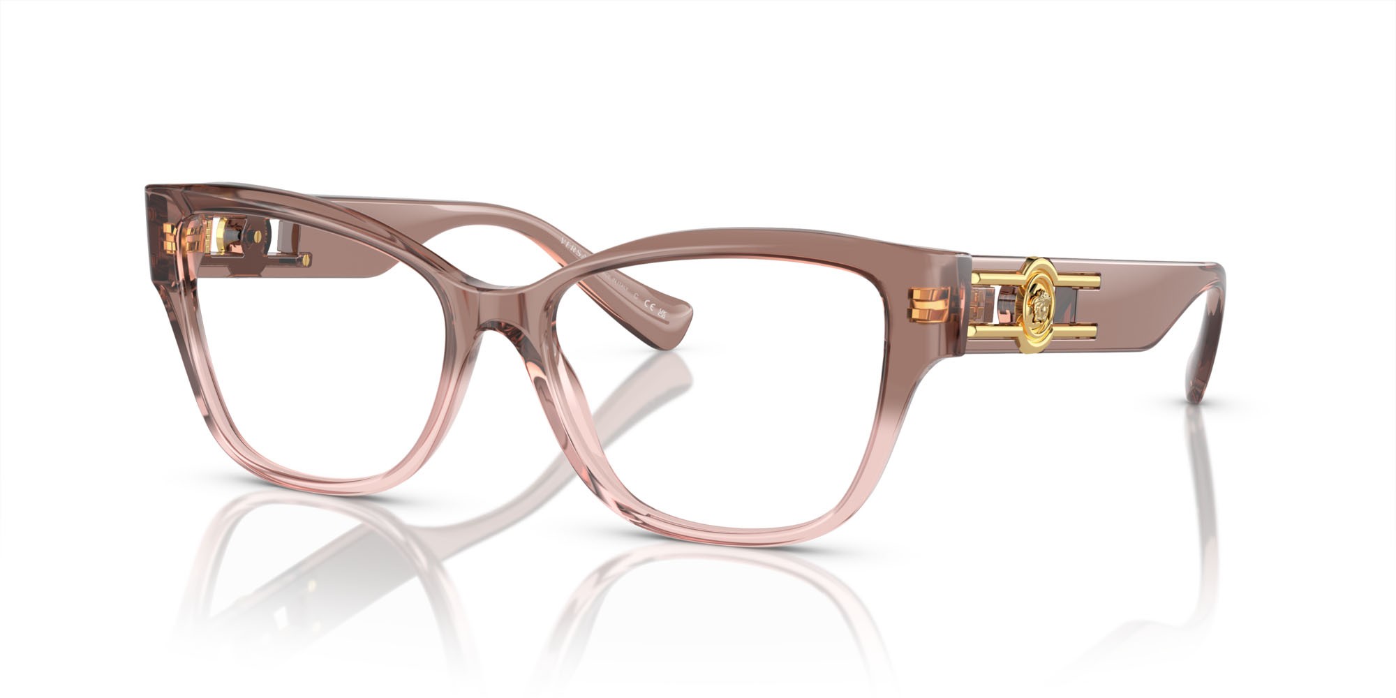 Eyeglasses Versace VE 3347 (5435) color rosa trasparente shape square lenses lente demo