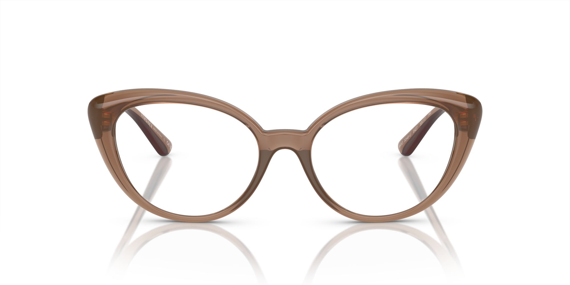 Occhiali da vista Versace VE 3349U (5427) colore marrone trasparente forma ovale lenti lente demo