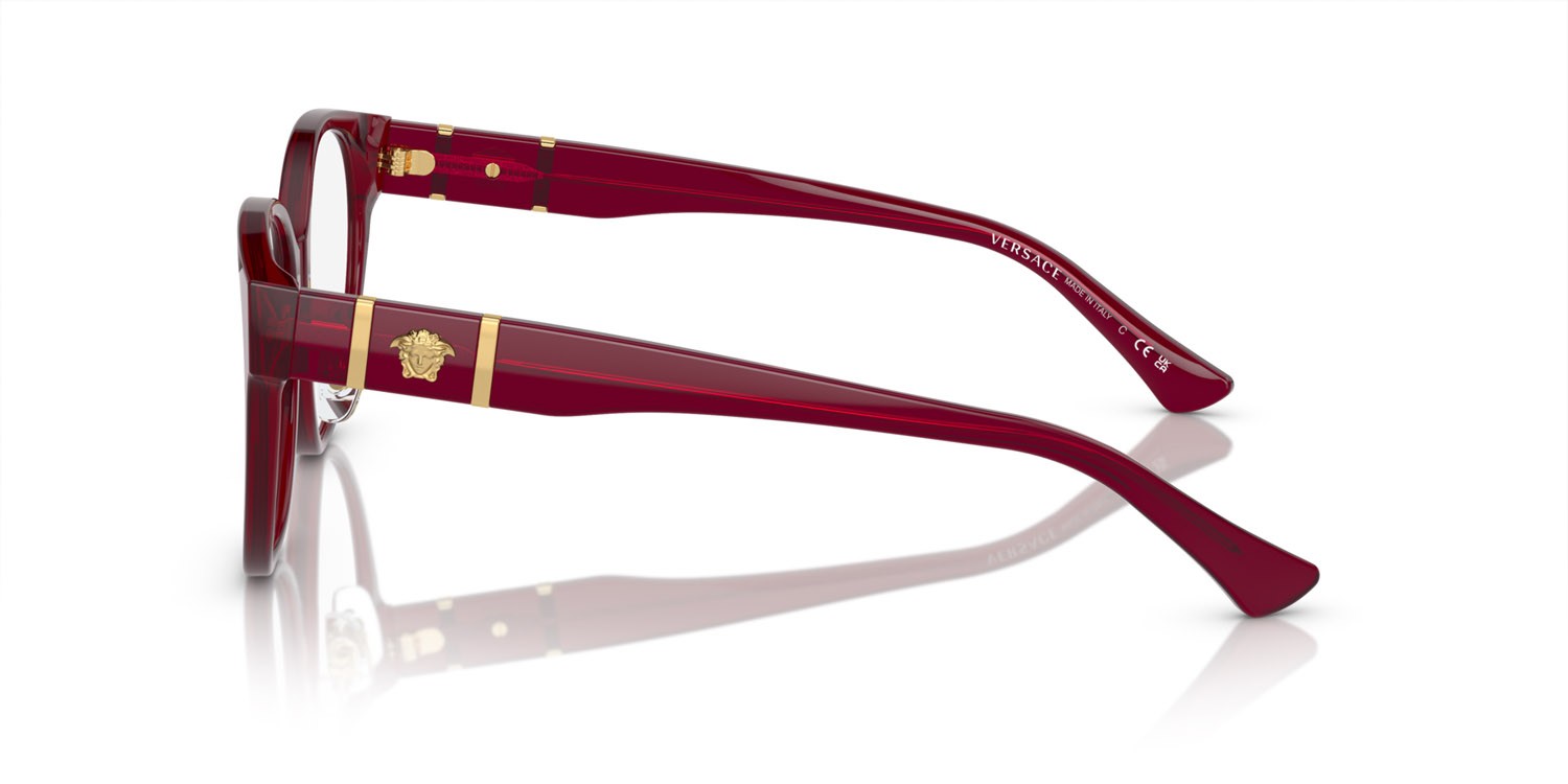 Brillen Versace VE 3351D (5430) farbe bordeaux trasparente form pantos gläser lente demo