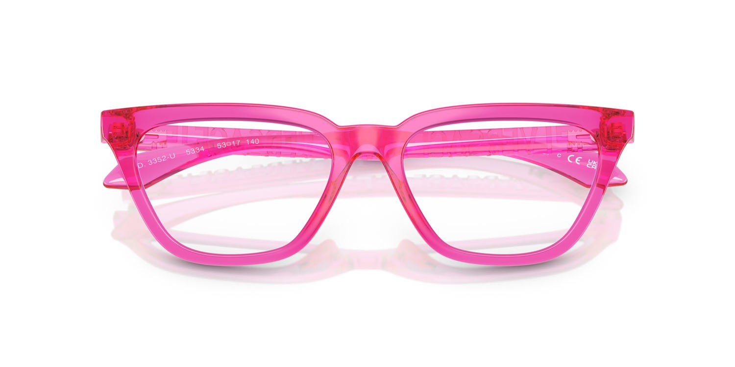 Brillen Versace VE 3352U (5334) farbe fucsia form cat-eye gläser lente demo