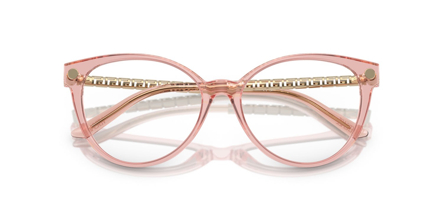 Eyeglasses Versace VE 3353 (5323) color rosa trasparente shape cat eye lenses lente demo