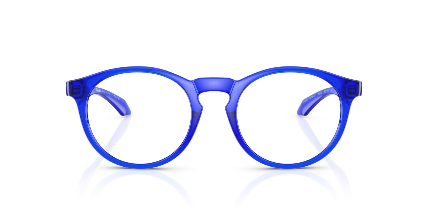 Occhiali da vista Versace VE 3355U (5454) colore blu trasparente forma pantos lenti lente demo