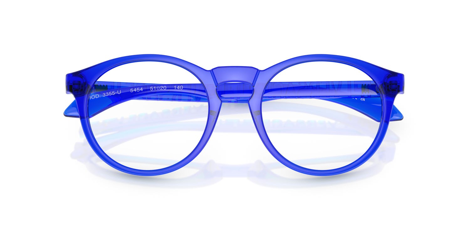 Occhiali da vista Versace VE 3355U (5454) colore blu trasparente forma pantos lenti lente demo
