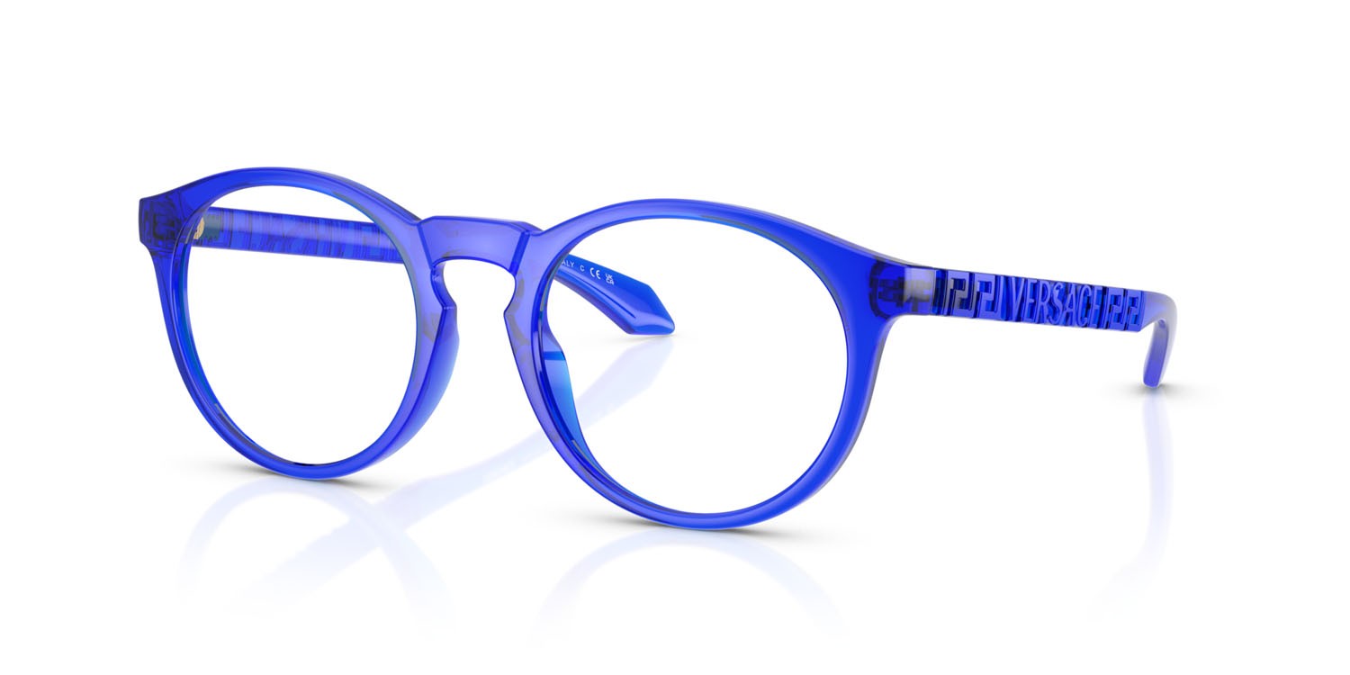 Occhiali da vista Versace VE 3355U (5454) colore blu trasparente forma pantos lenti lente demo