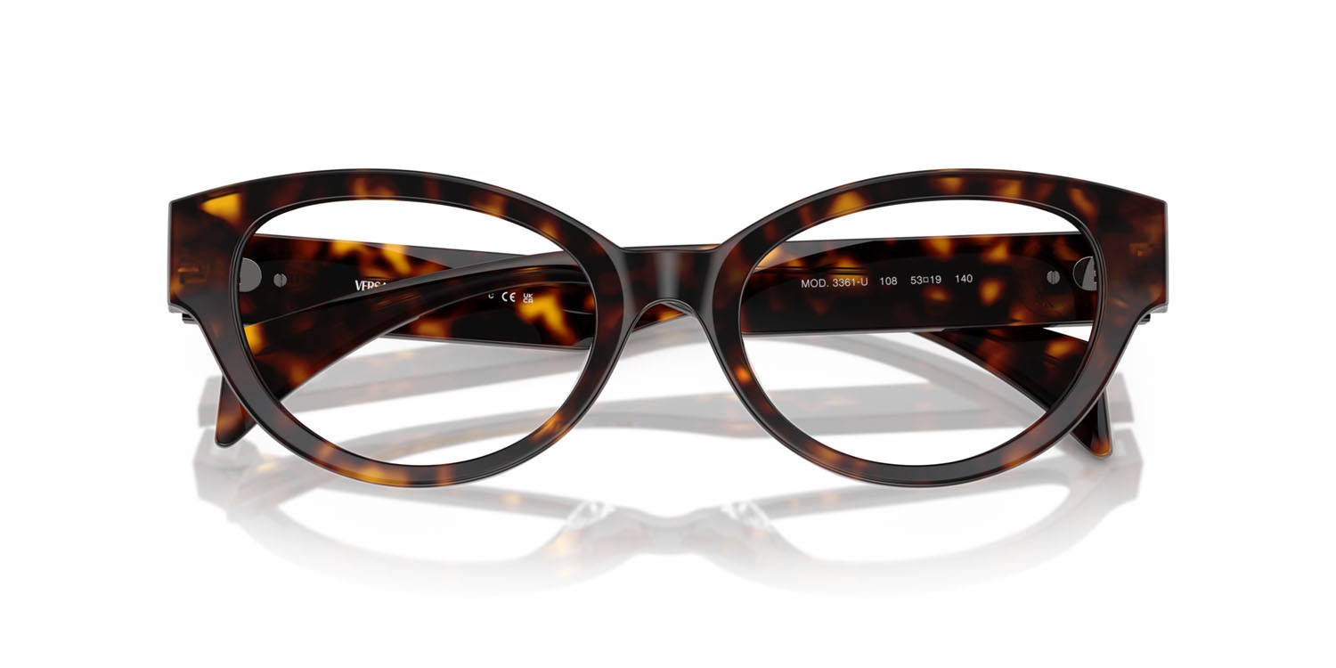 Eyeglasses Versace VE 3361U (108) color havana shape cat eye lenses lente demo