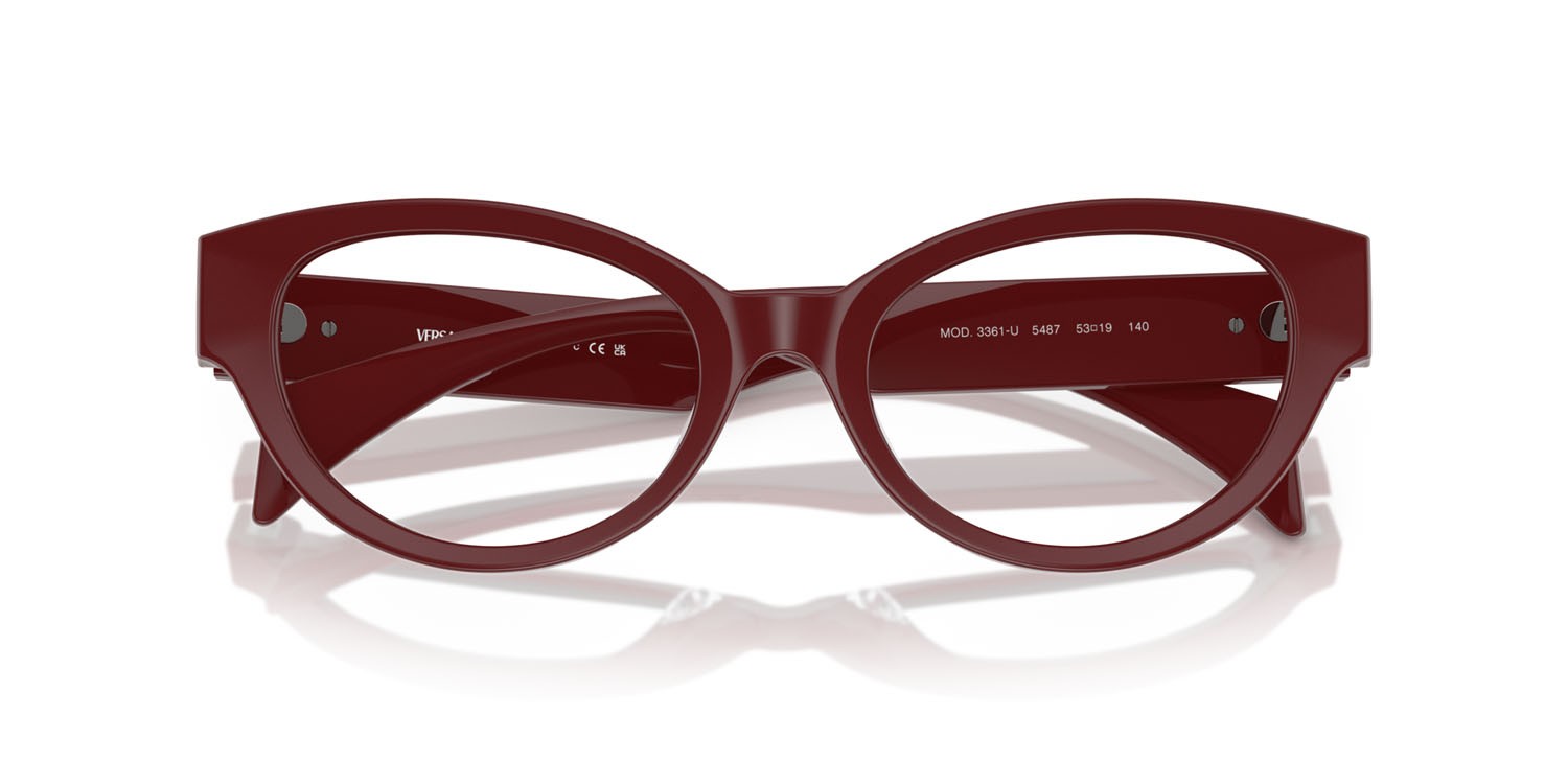 Occhiali da vista Versace VE 3361U (5487) colore bordeaux forma cat eye lenti lente demo