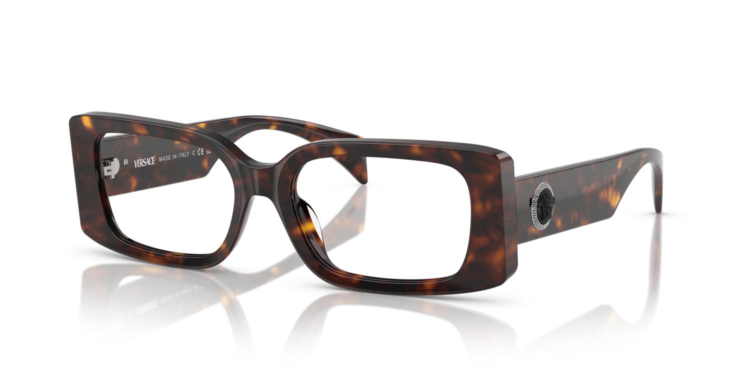 Occhiali da vista Versace VE 3362U (108) colore havana forma rettangolare lenti lente demo