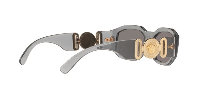 Occhiali da sole Versace Medusa Biggie VE 4361 (311/6G) colore transparent grey forma irregolare lenti light grey mirror silver 80
