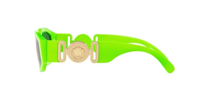 Sunglasses Versace Medusa Biggie VE 4361 (531987) color green fluo shape irregular lenses grey