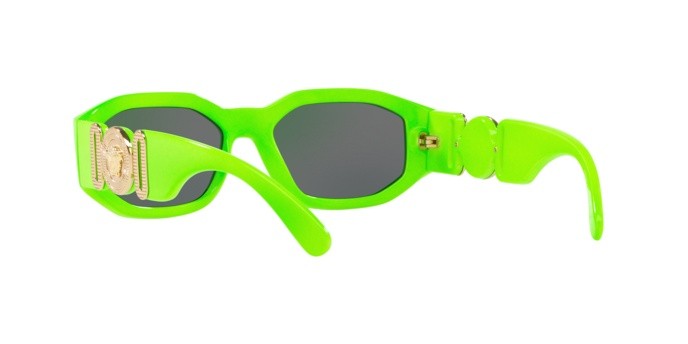 Sunglasses Versace Medusa Biggie VE 4361 (531987) color green fluo shape irregular lenses grey
