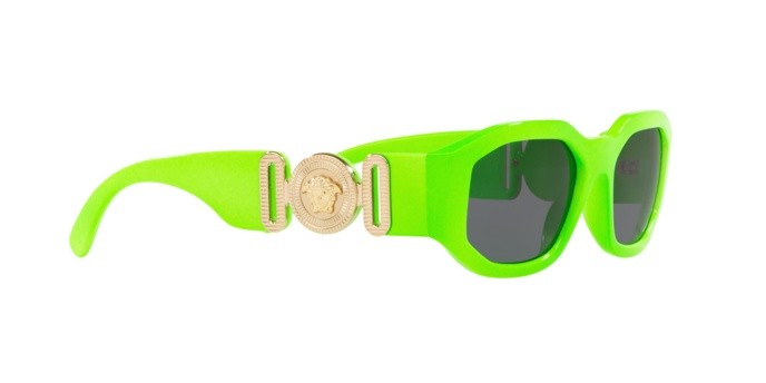 Sunglasses Versace Medusa Biggie VE 4361 (531987) color green fluo shape irregular lenses grey