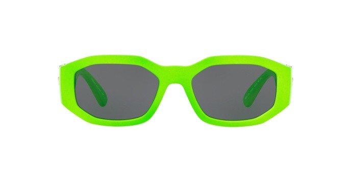 Sunglasses Versace Medusa Biggie VE 4361 (531987) color green fluo shape irregular lenses grey