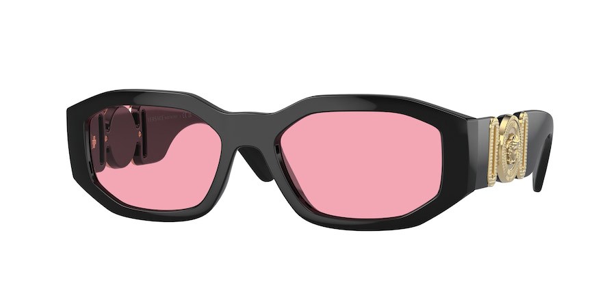 Occhiali da sole Versace VE 4361 (GB1/84) colore nero forma irregolare lenti rosa