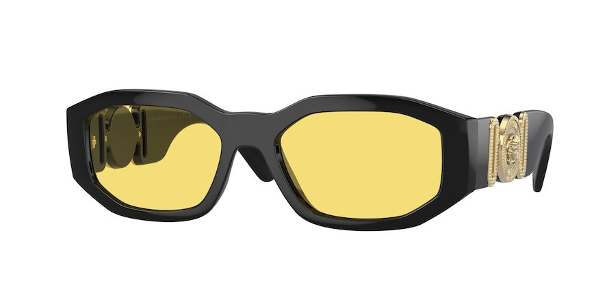 Occhiali da sole Versace VE 4361 (GB1/85) colore nero forma irregolare lenti giallo