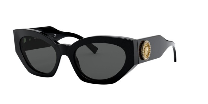 Sunglasses Versace Medusa Crystal VE 4376B (GB1/87) color black shape irregular lenses grey