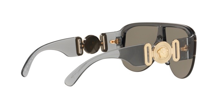 Sunglasses Versace VE 4391 (311/6G) color transparent grey shape irregular lenses light grey mirror silver