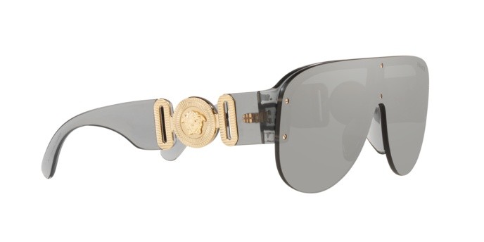 Sunglasses Versace VE 4391 (311/6G) color transparent grey shape irregular lenses light grey mirror silver