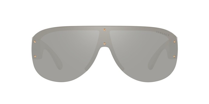 Sunglasses Versace VE 4391 (311/6G) color transparent grey shape irregular lenses light grey mirror silver