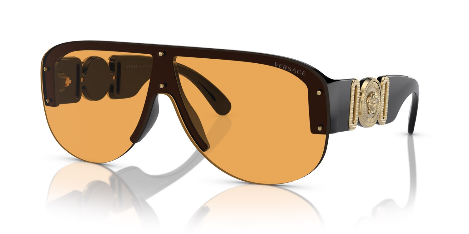 Occhiali da sole Versace VE 4391 (GB1/7) colore nero forma irregolare lenti arancione