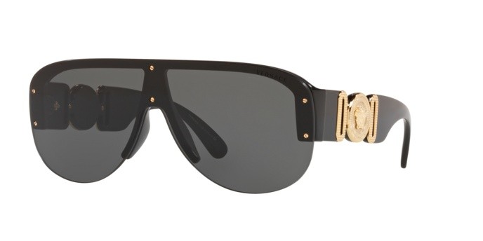 Occhiali da sole Versace VE 4391 (GB1/87) colore black forma irregolare lenti dark grey