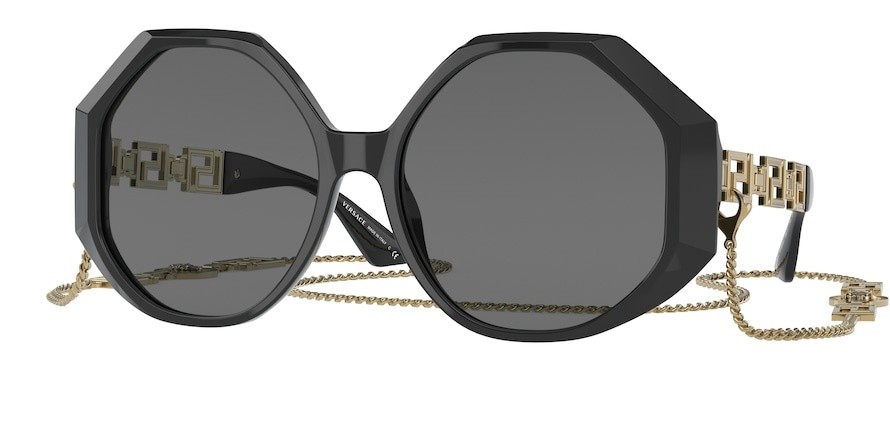 Sunglasses Versace VE 4395 (534587) color black shape square lenses dark grey