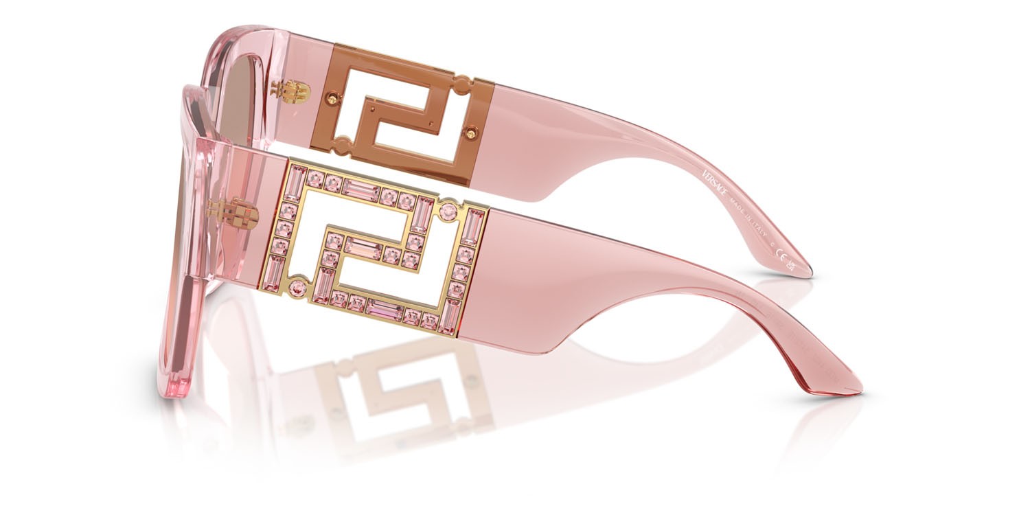 Occhiali da sole Versace VE 4402 (54727E) colore rosa trasparente forma rettangolare lenti light pink mirror silver
