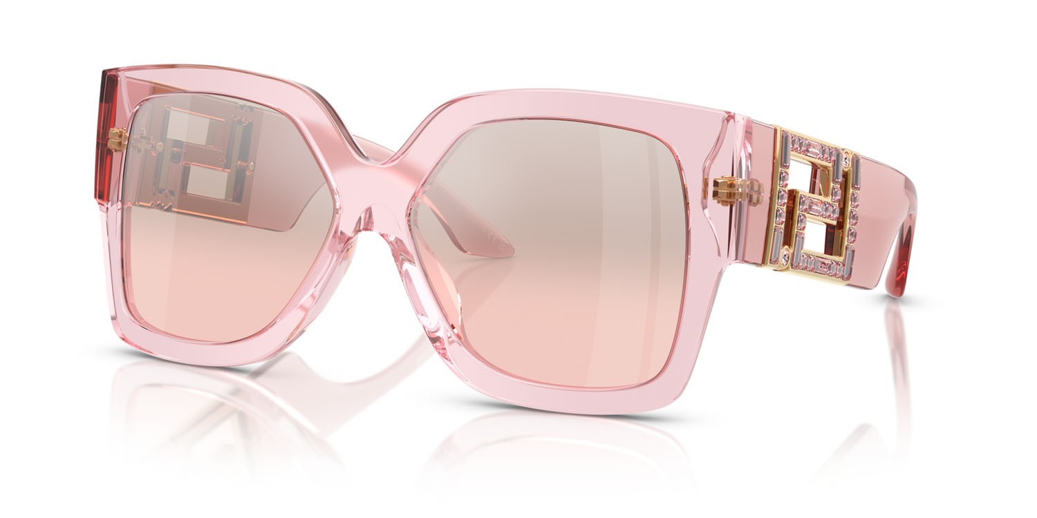 Occhiali da sole Versace VE 4402 (54727E) colore rosa trasparente forma rettangolare lenti light pink mirror silver