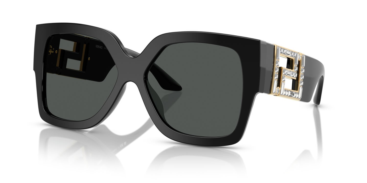 Occhiali da sole Versace VE 4402 (547887) colore nero forma rettangolare lenti grigio scuro