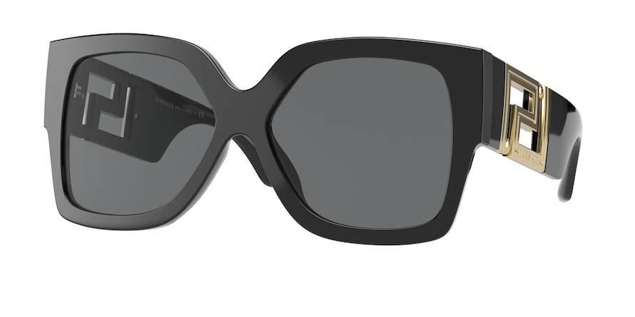 Occhiali da sole Versace Greca VE 4402 (GB1/87) colore black forma rettangolare lenti dark grey