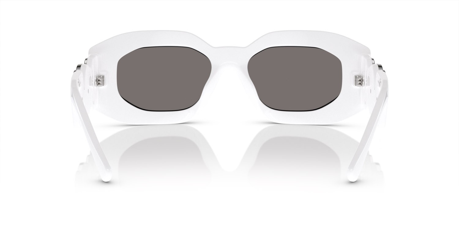 Sonnenbrillen Versace VE 4425U (314/6G) farbe bianco form unregelmäßig gläser grigio chiaro specchiato argento
