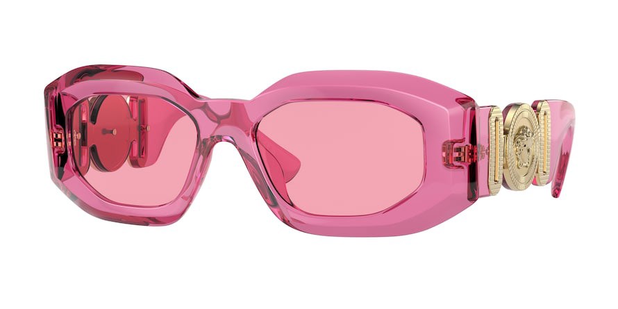 Sonnenbrillen Versace VE 4425U (542184) farbe rosa trasparente form unregelmäßig gläser rosa trasparente