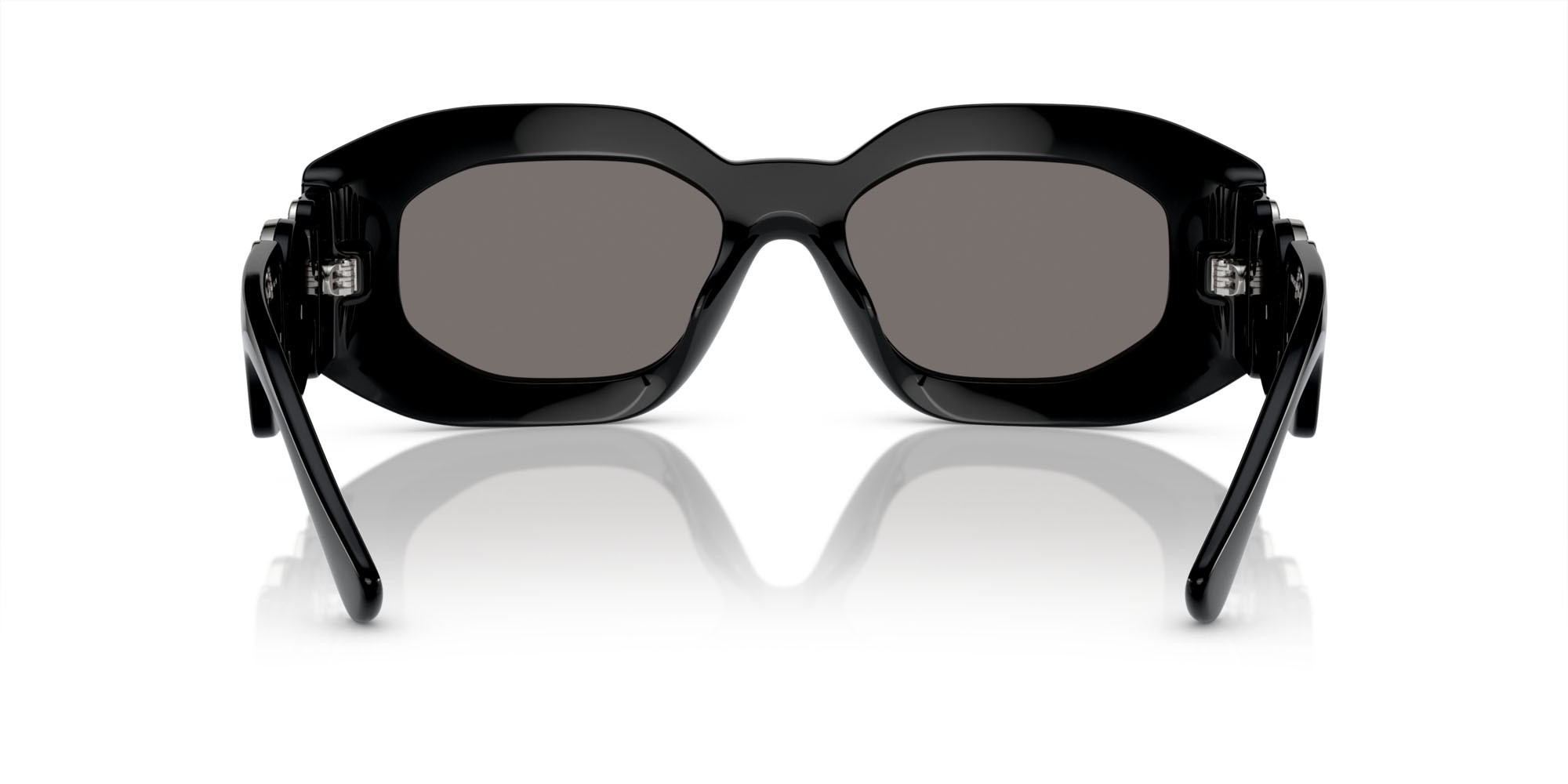 Sunglasses Versace VE 4425U (54226G) color nero shape irregular lenses grigio chiaro specchiato argento 80