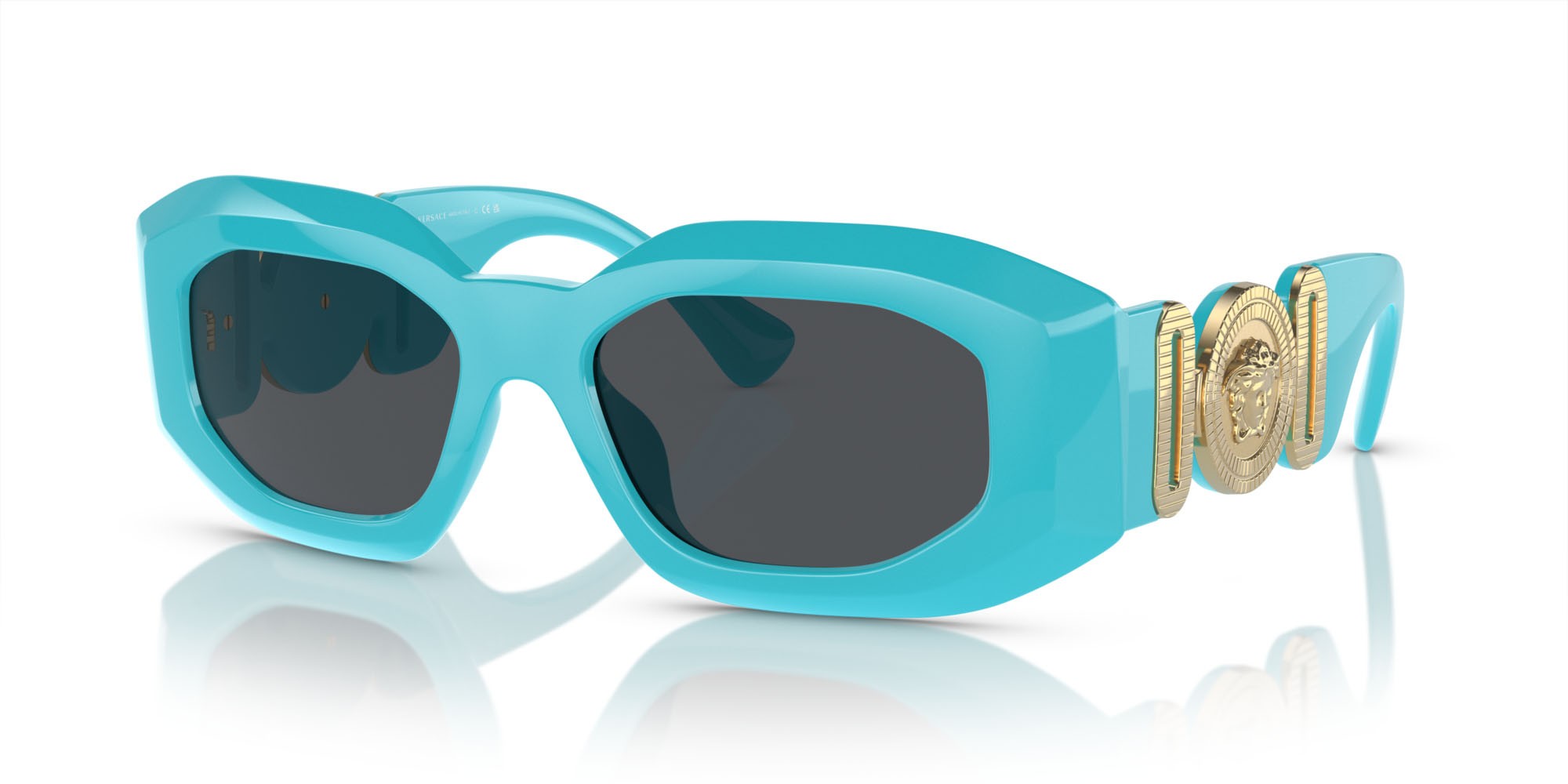 Sonnenbrillen Versace VE 4425U (543987) farbe azzurro form unregelmäßig gläser grigio scuro