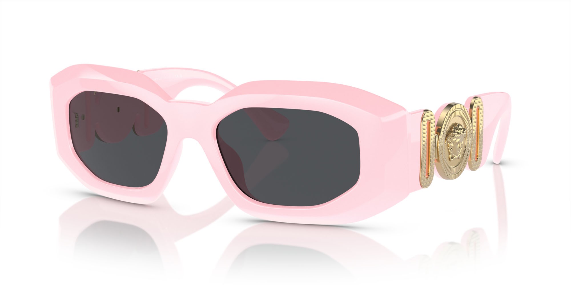 Sunglasses Versace VE 4425U (544087) color rosa shape irregular lenses grigio scuro