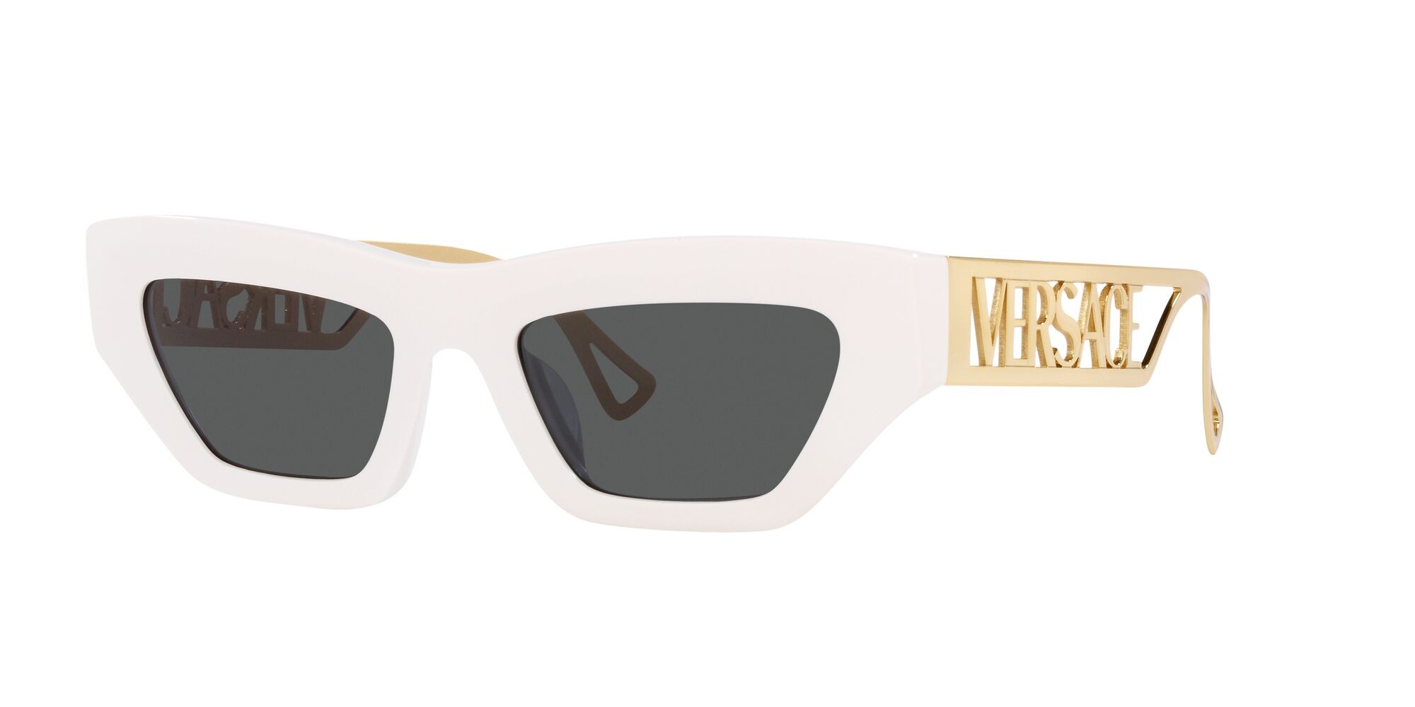 Sonnenbrillen Versace VE 4432U (401/87) farbe bianco form unregelmäßig gläser grigio scuro