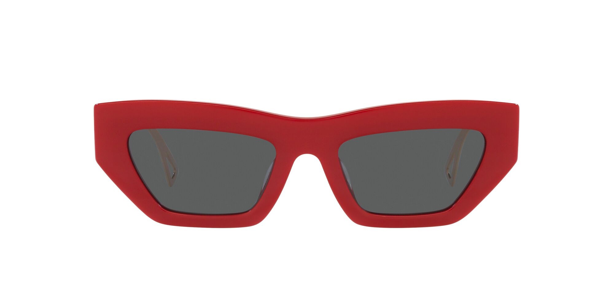 Sunglasses Versace VE 4432U (538887) color rosso shape irregular lenses grigio scuro