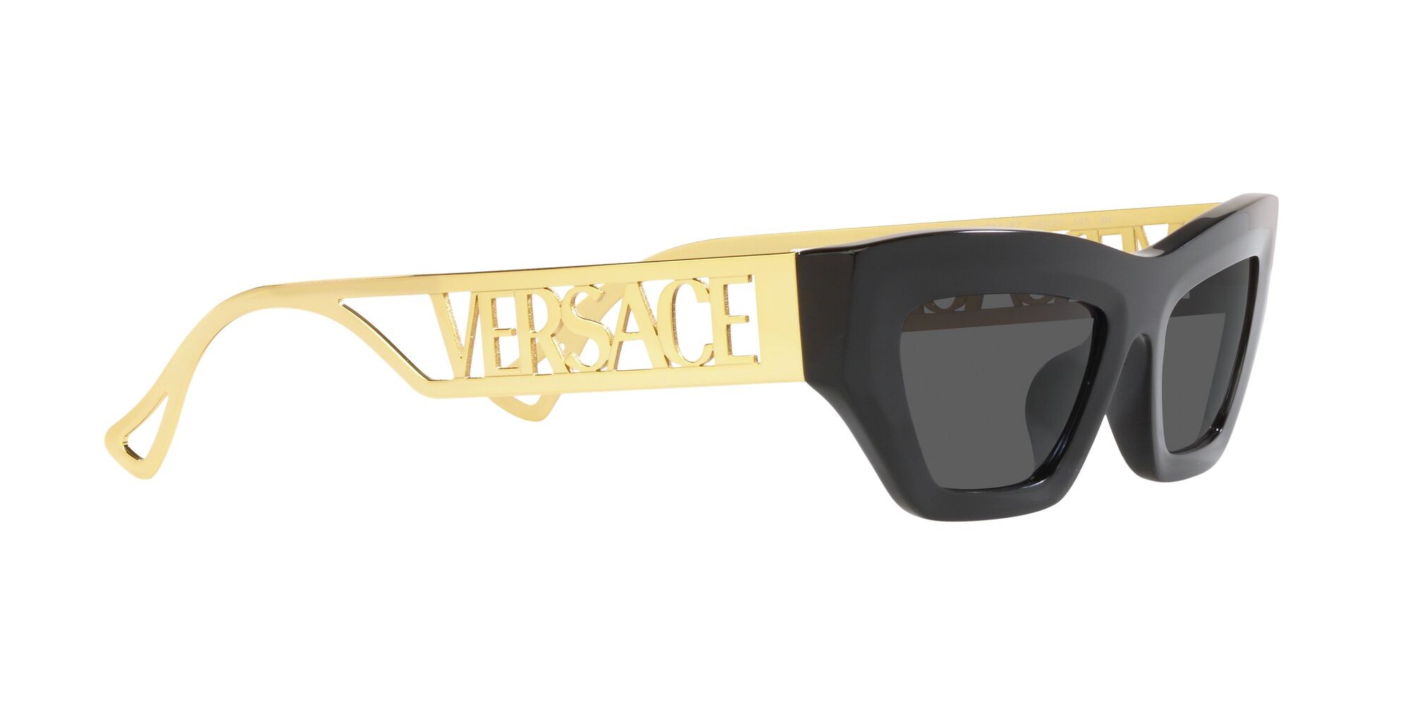 Occhiali da sole Versace VE 4432U (GB1/87) colore nero forma irregolare lenti grigio scuro
