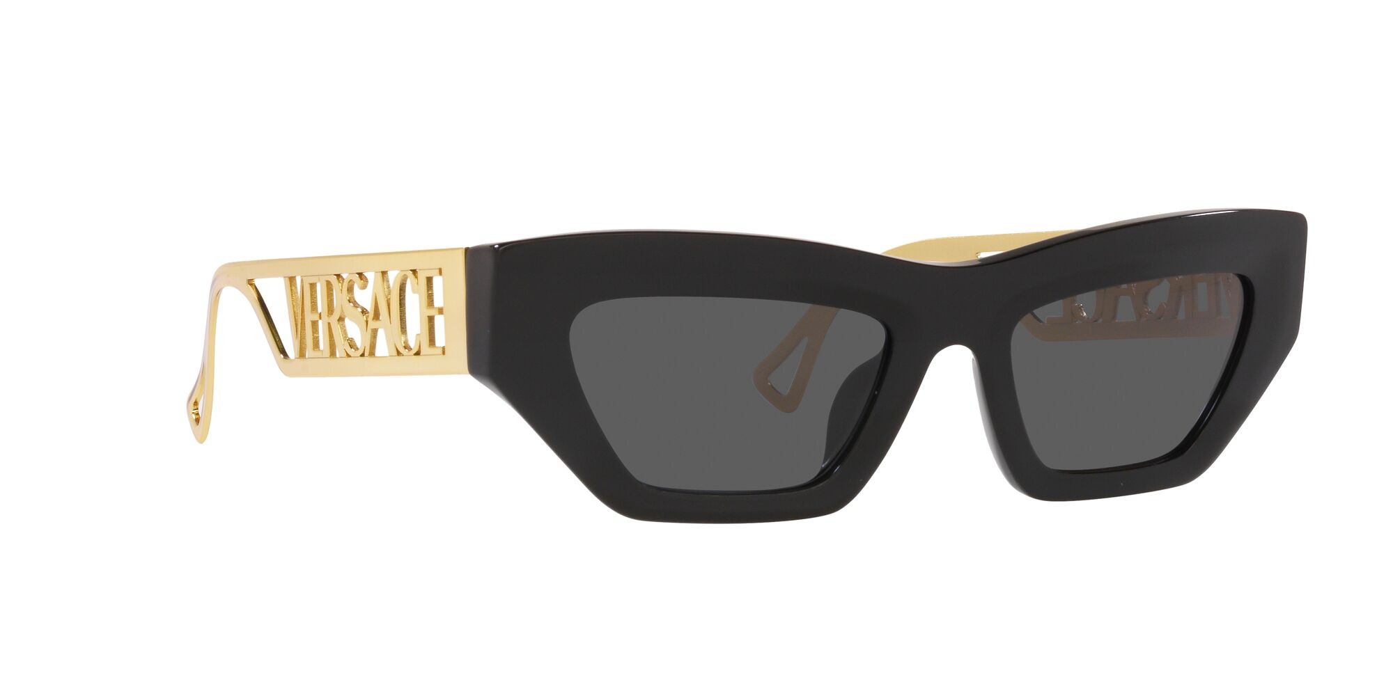 Occhiali da sole Versace VE 4432U (GB1/87) colore nero forma irregolare lenti grigio scuro